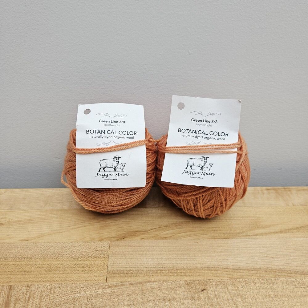 LOT OF 2 ~ Jagger Spun Yarn Green Line 3/8 100% Organic Merino Wool Sportweight